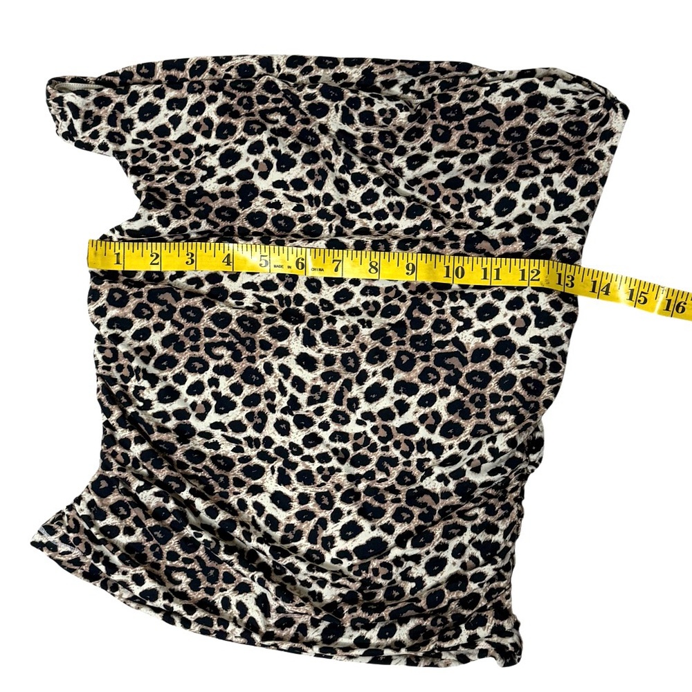 SUUKSESS Double Lined Leopard Print Crop Top, Ruched Side, One Shoulder Size S - Picture 8 of 8